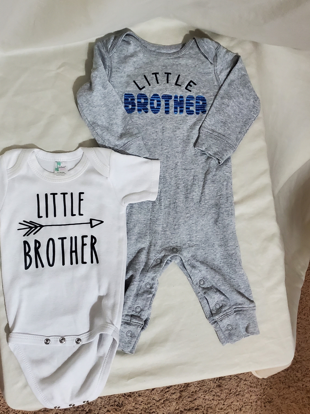 Carter's Little Brother 2-Pack Bodysuit Set in Gray and White